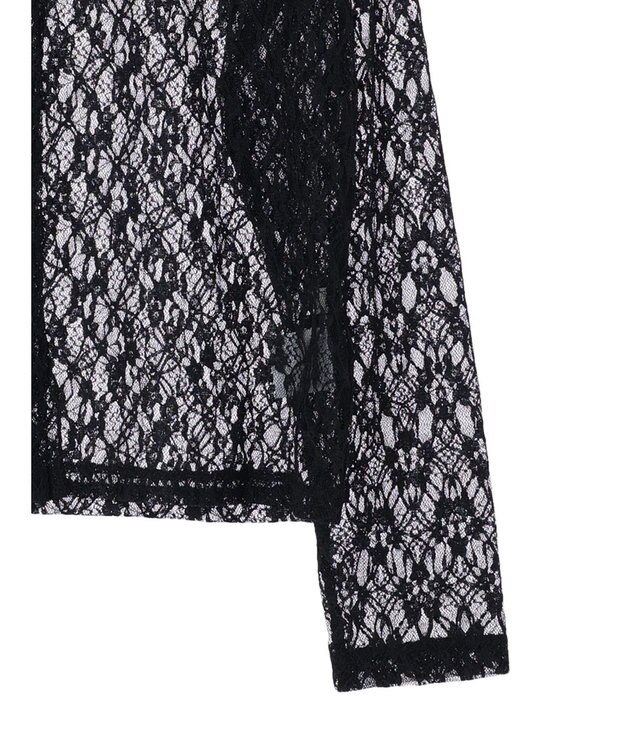 earth music&ecology ポコポコレースブラウス Black