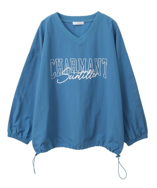 Green Parks ナイロンロゴＶネックプルオーバー Blue