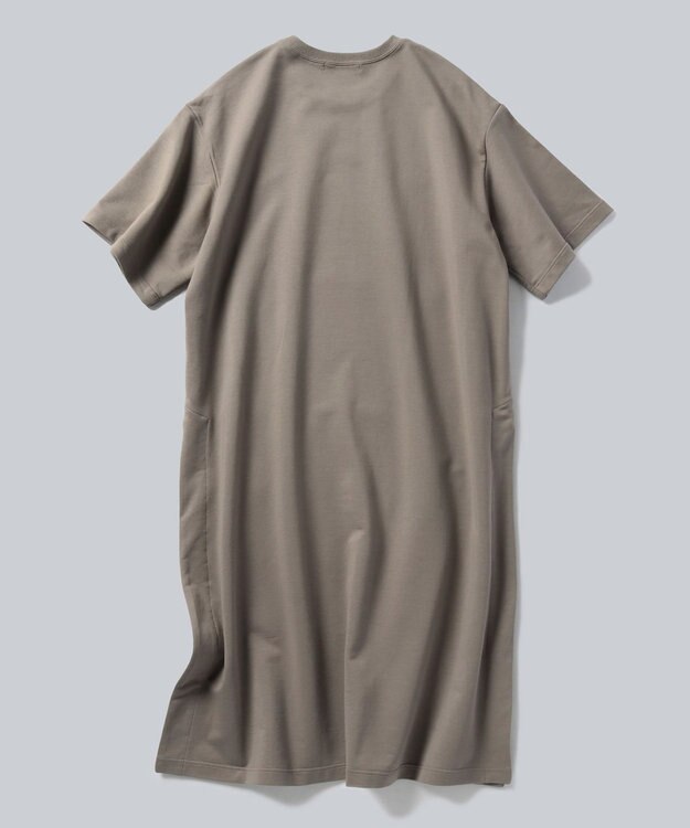 WHITE MAILS HIGH GAUGE URAKE HAIF SLEEVE SIDE SLIT ロングワンピース チャ