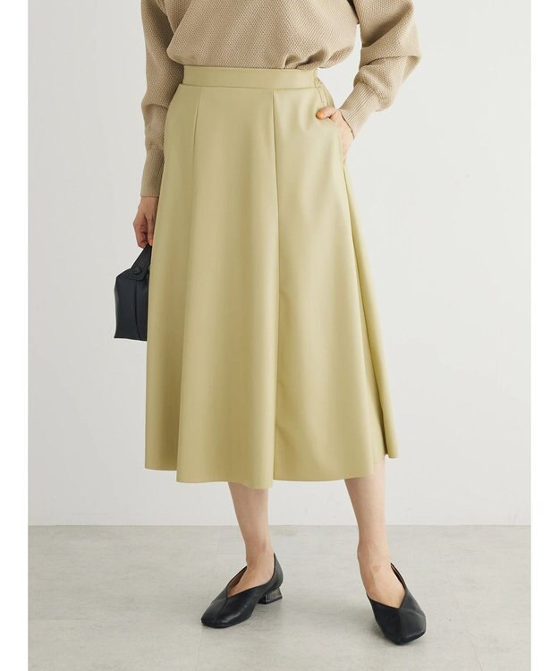 Green Parks レザーライクキリカエＡラインスカート Beige