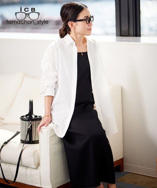 ICB 【ICB×tamachan_style コラボ】 スタイルアップ ビッグシャツ オフホワイト系