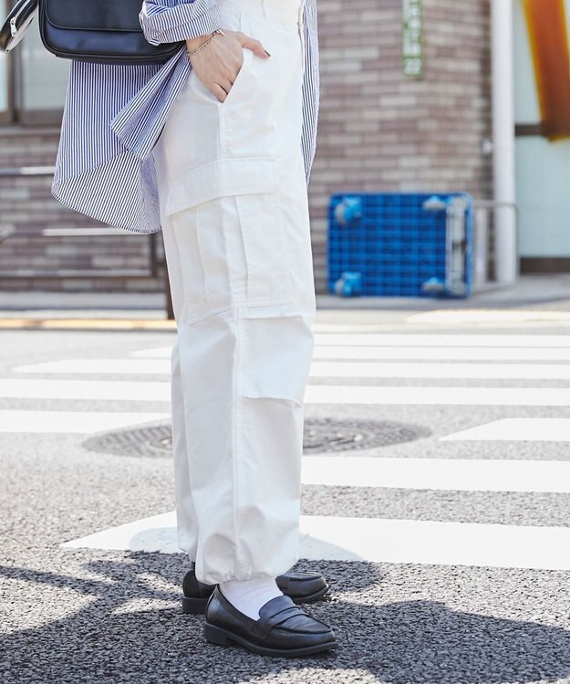 WEGO 【ユニセックス着用ITEM/SMLサイズ展開】ワイドカーゴパンツ ホワイト