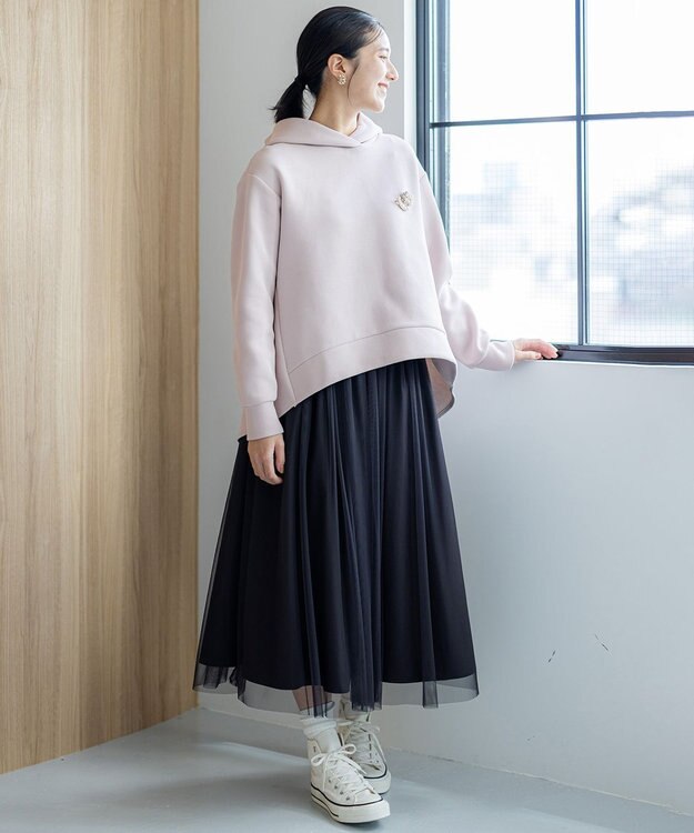 組曲 ダンボールジャージーバックフリル パーカー ローズ系