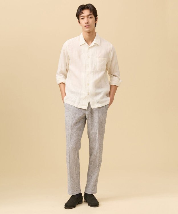 J.PRESS MEN 【LIBECO】リネンオープンカラー シャツ ホワイト系