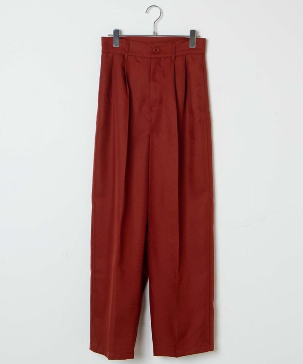 WEGO 【手洗い可】ハイウエストセンタープレスワイドパンツ ダークオレンジ