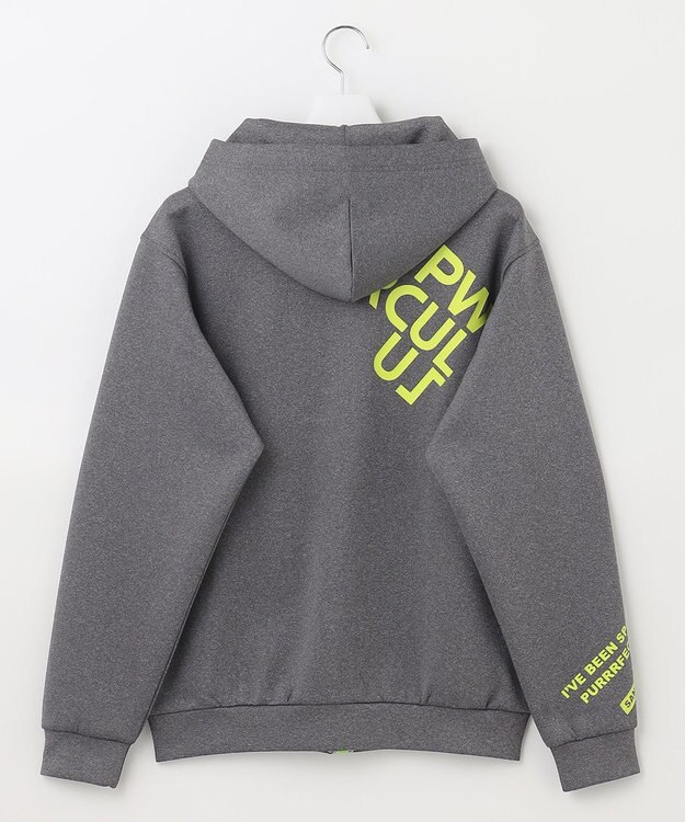 PW CIRCULUS 【MEN】【洗える/吸汗速乾/ストレッチ】ダンボール ロゴ ジップアップ パーカー ライトグレー系