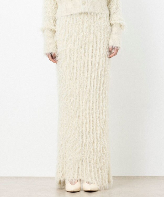 NAVE 【ReNAVE・洗える】メルティーシャギーニット スカート ホワイト系