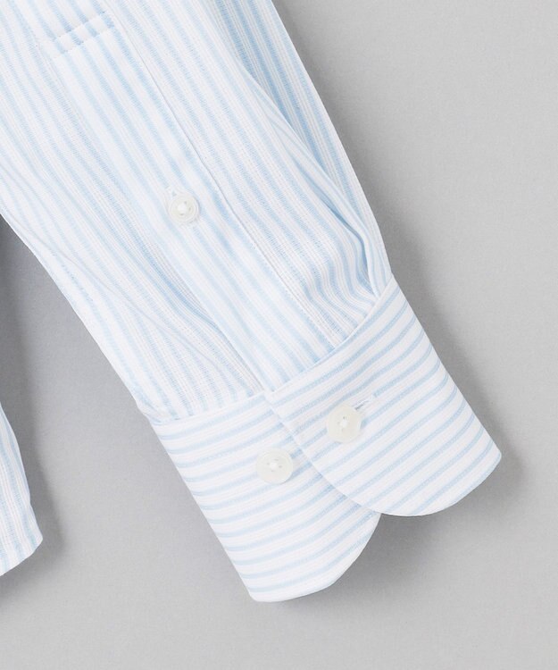 GOTAIRIKU 春夏向け【形態安定】SUMMERPREMIUMPLEATS_スモールボタンダウンカラー 長袖ドレスシャツ_ストライプ(25年春夏モデル) サックスブルー系1