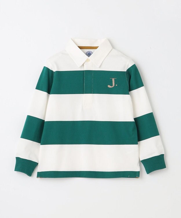 J.PRESS KIDS 【110-130cm】J.ボーダー ラガーシャツ グリーン系1