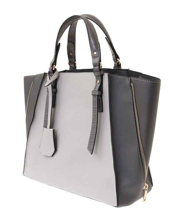 YECCA VECCA 【A4対応】2way配色ZIPデザインバッグ Light Gray