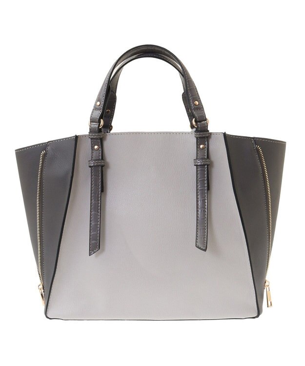 YECCA VECCA 【A4対応】2way配色ZIPデザインバッグ Light Gray