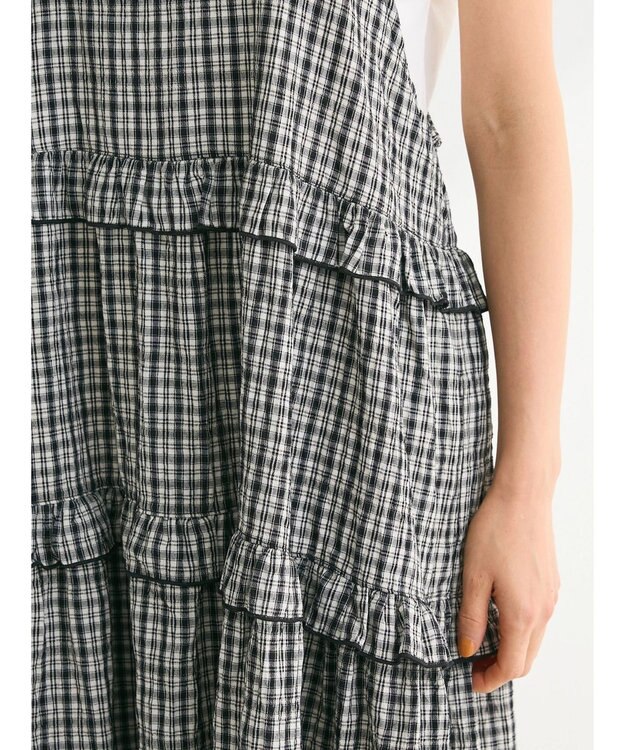 Green Parks ・Ｐｅｔｉｔ　Ｆｌｅｕｒ　チェックティアードキャミワンピ Off White