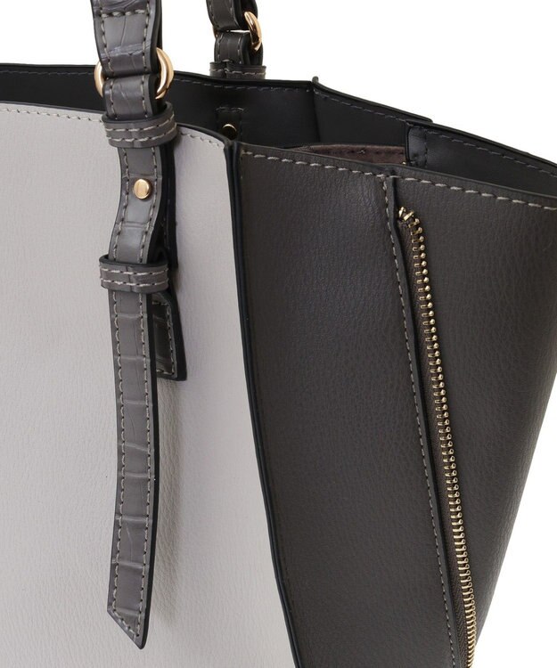 YECCA VECCA 【A4対応】2way配色ZIPデザインバッグ Light Gray