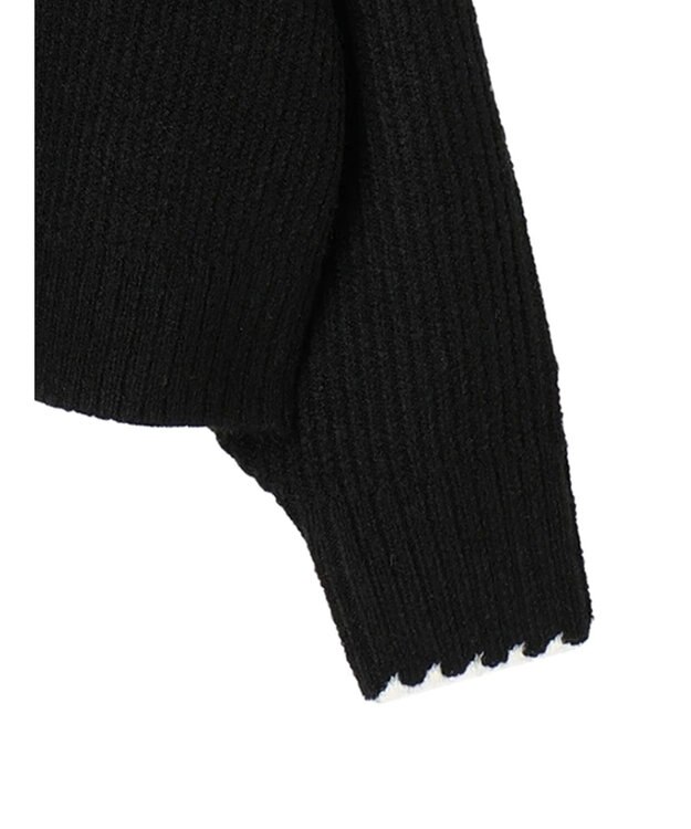 earth music&ecology スカラップニットカーディガン Black