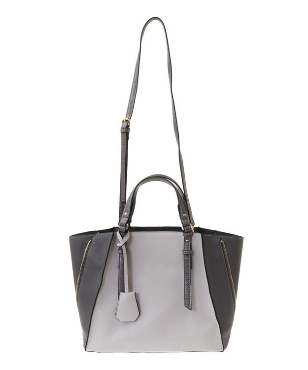 YECCA VECCA 【A4対応】2way配色ZIPデザインバッグ Light Gray