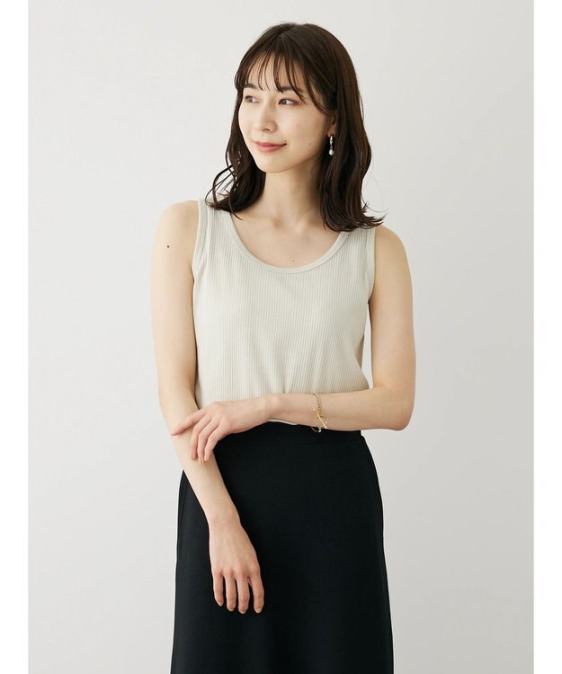 Green Parks カラーテレコタンク Gray Beige