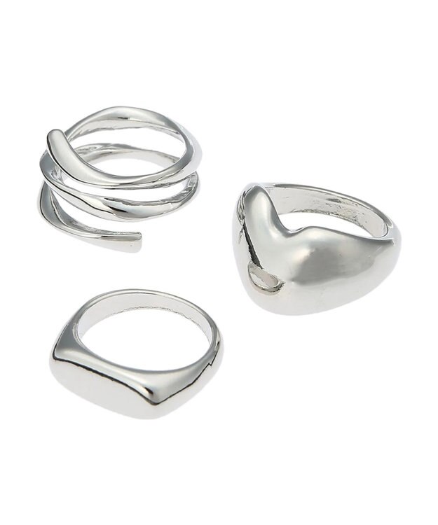 AMERICAN HOLIC ３ＳＥＴボリュームメタルリング Silver