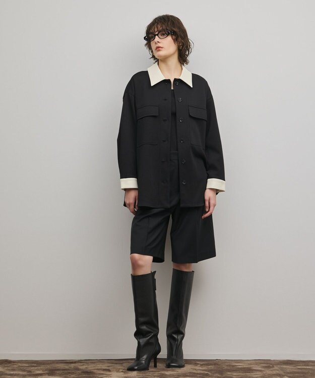 GRACE CONTINENTAL レザーカットシャツ ブラック