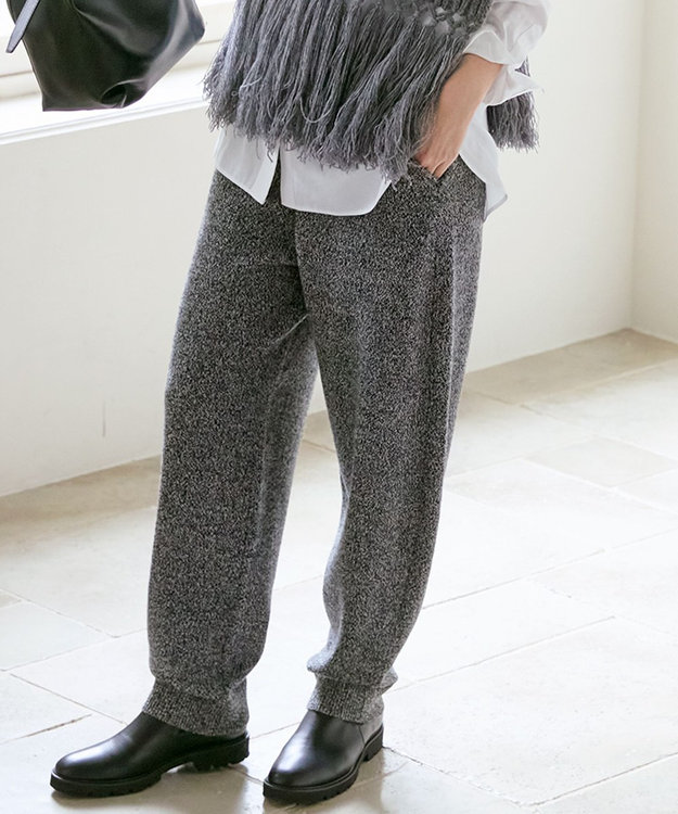 23区 【SLOW/一部店舗限定】ニットトータル パンツ オフ×ブラック杢