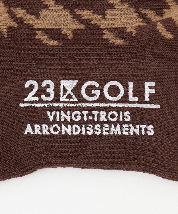 23区GOLF 【WOMEN】チェック柄 レギュラーソックス ダークブラウン系3