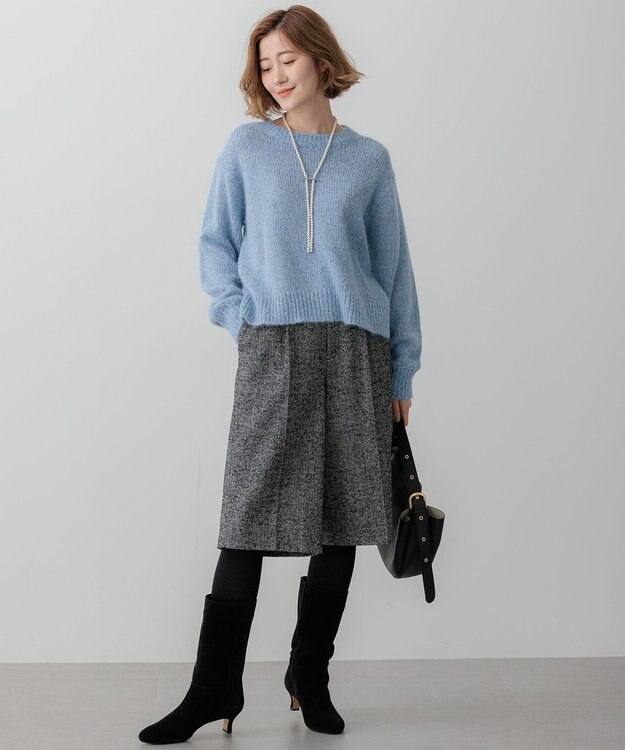 23区 S ヘリンボーンループツイード ハーフパンツ ブラック系