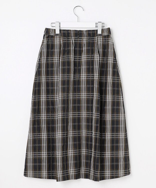 J.PRESS LADIES S ハイマルチタフタ チェック フレアスカート ブラックチェック系
