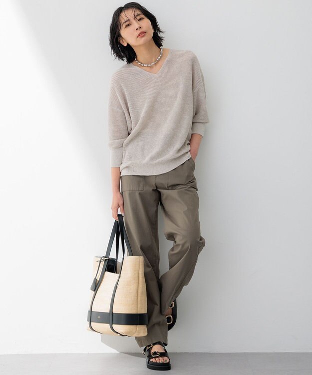 23区 【Oggi4月号掲載/洗える】スラブツイルストレッチ ベイカー パンツ カーキ系