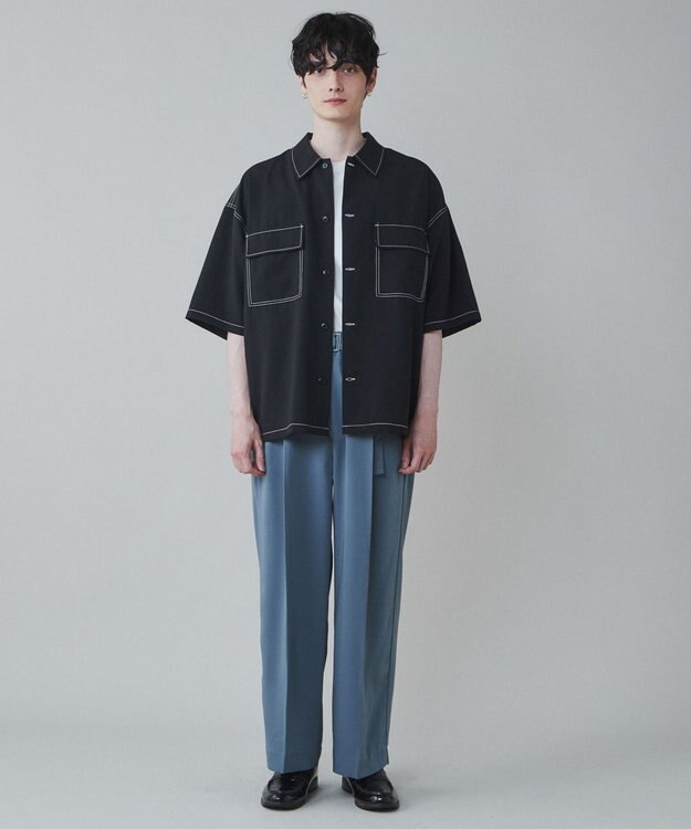 WEGO トロミ　ベルト付きワイドスラックス ブルーその他