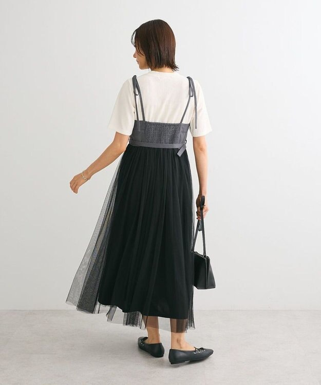 Green Parks ・ＥＬＥＮＣＡＲＥ　ＤＵＥ　チュールドッキングワンピ Charcoal Gray