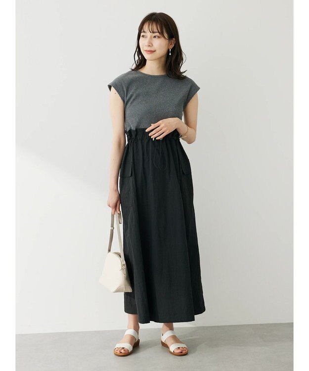 Green Parks ・ＥＬＥＮＣＡＲＥ　ＤＵＥ　リブキリカエワンピ Charcoal Gray