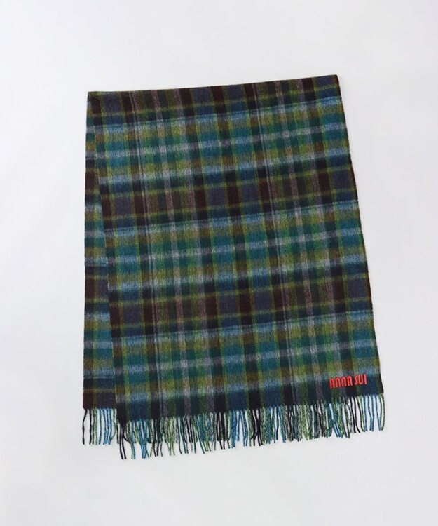 AURORA 【 ANNA SUI（アナ スイ）】ウールチェックストール(WASH) ブラック