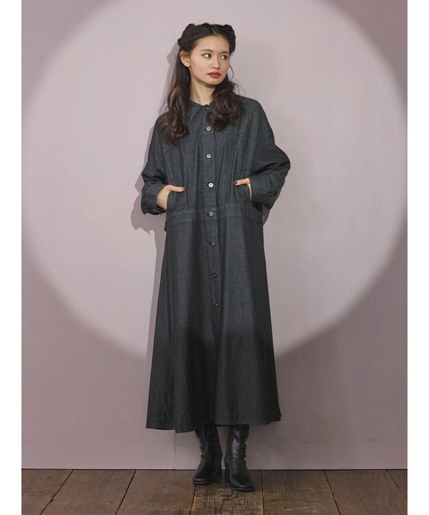 Green Parks ■ＥＳＣＡＲ　デニムジャケットワンピース Black