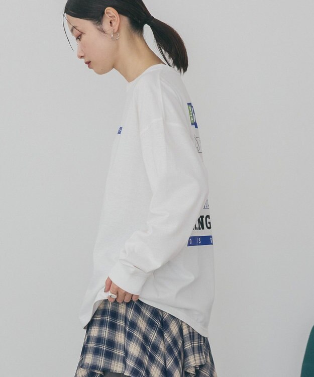 AMERICAN HOLIC カンパニーロゴ風ロングＴシャツ Off White