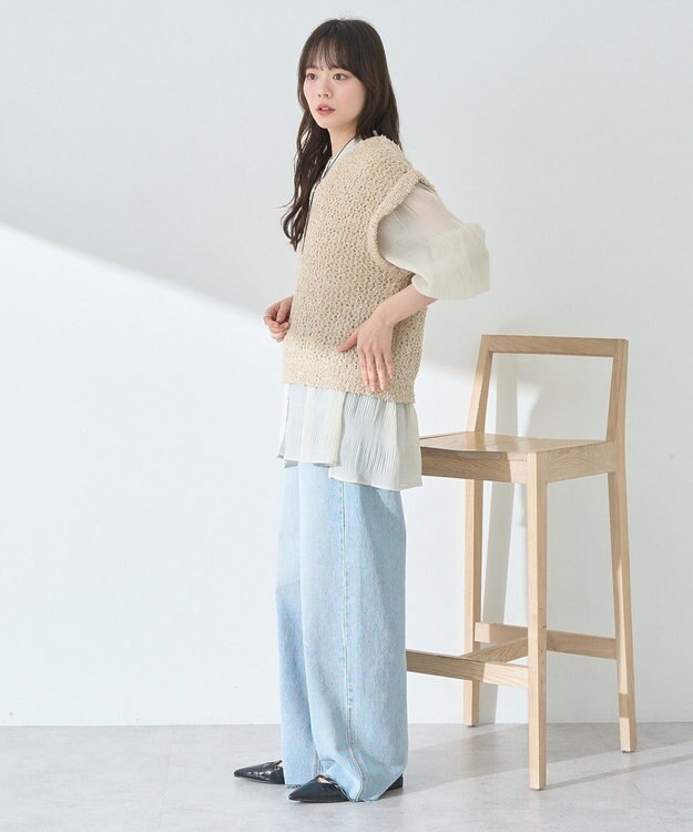 earth music&ecology ファンシーヤーンベスト Beige