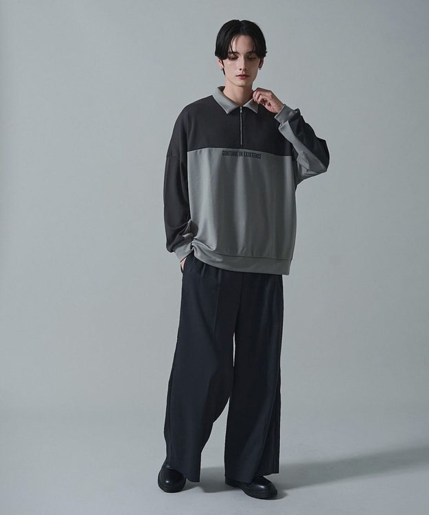 WEGO ドルマンポンチハーフZIPプルオーバー ダークグレー