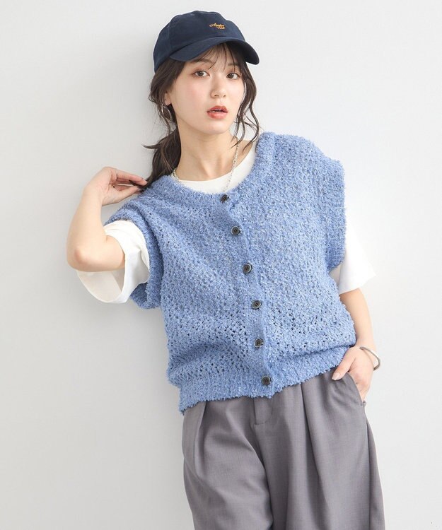 earth music&ecology ファンシーヤーンベスト Beige