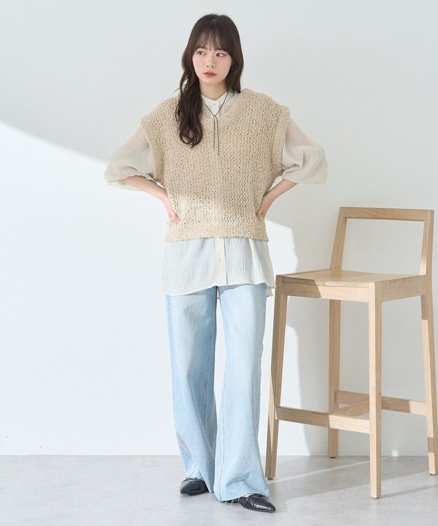 earth music&ecology ファンシーヤーンベスト Beige