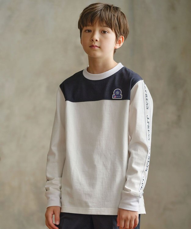 110-130cm】切替×袖プリント 長袖Tシャツ / J.PRESS KIDS