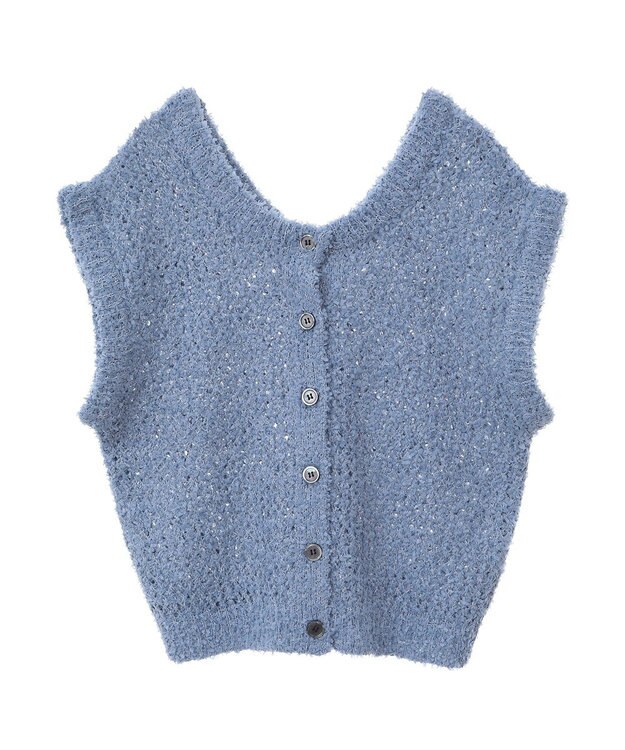 earth music&ecology ファンシーヤーンベスト Blue