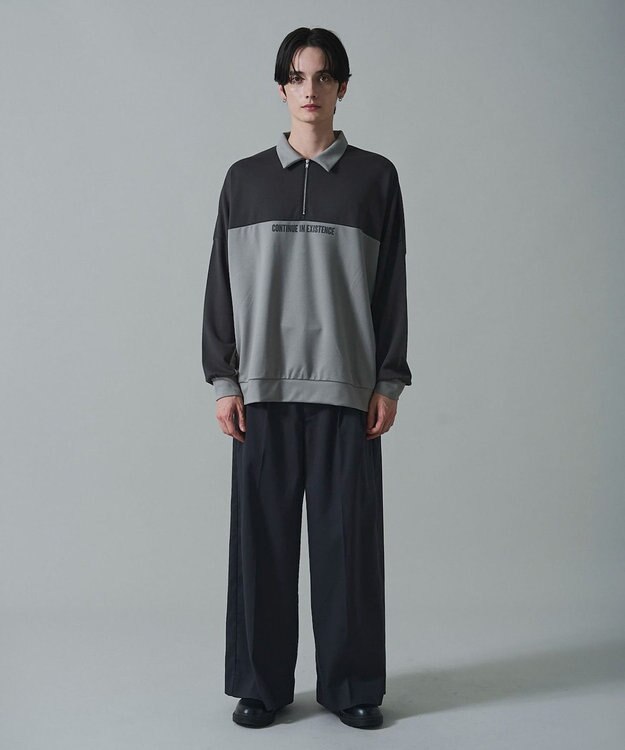 WEGO ドルマンポンチハーフZIPプルオーバー ダークグレー