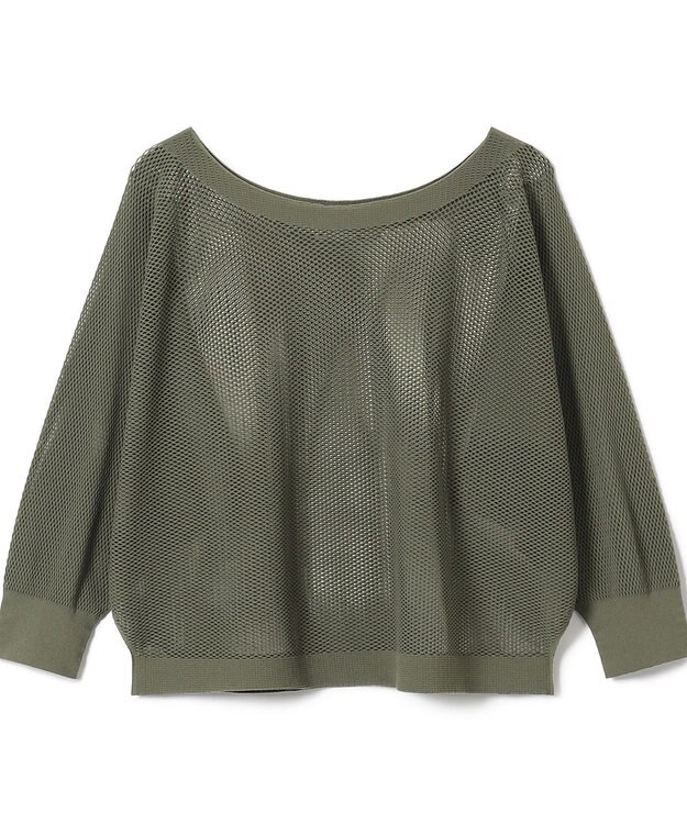 Chacott 【ノーソーイングニット】7分袖メッシュニットTシャツ カーキ