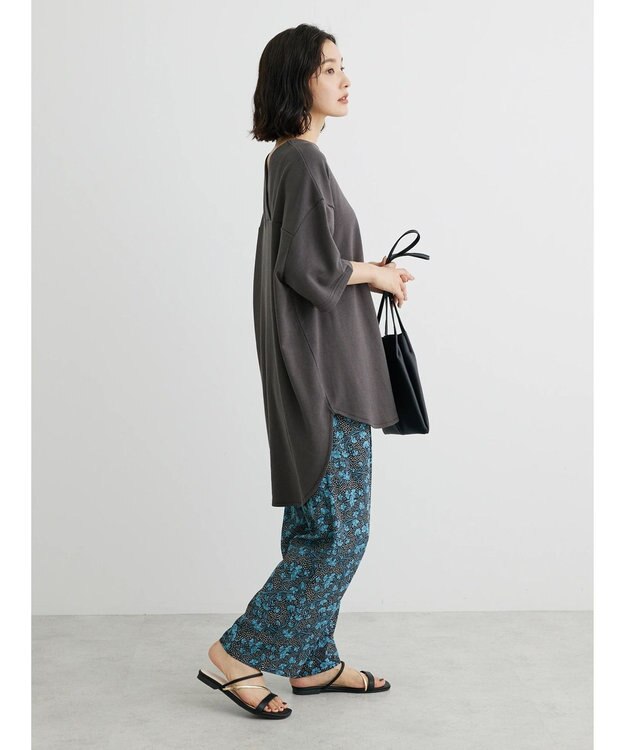 Green Parks ミニ裏毛バックカシュクール半袖チュニック Gray