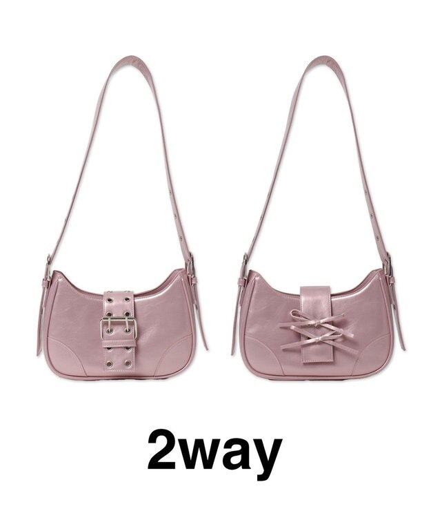 WEGO マルチWAYハーフムーンベルトバッグ ピンク