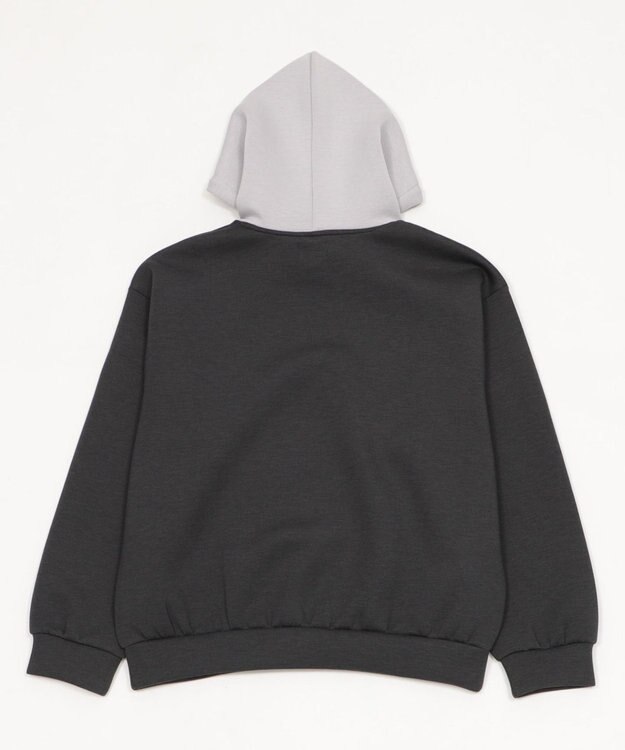 WEGO 【ユニセックス着用ITEM/MLサイズ展開】ワンポイントバイカラープルパーカー ブラック中濃色