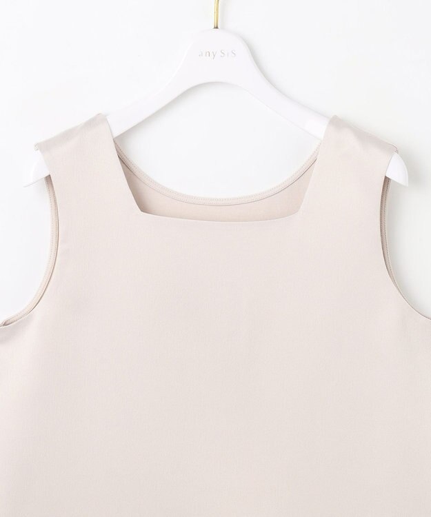ANY SIS 【洗える】サテン2WAY タンクトップ ローズグレー