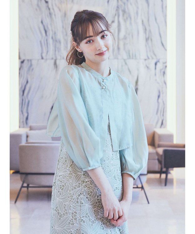 earth music&ecology ＳＥＴ２点　シアーブラウス＋レースキャミワンピース Mint