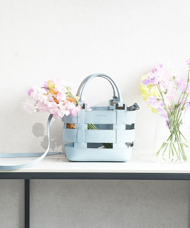 style code 【MERCURYDUO/マーキュリーデュオ】軽量メッシュ　花柄巾着付ミニトートバッグ ブルー