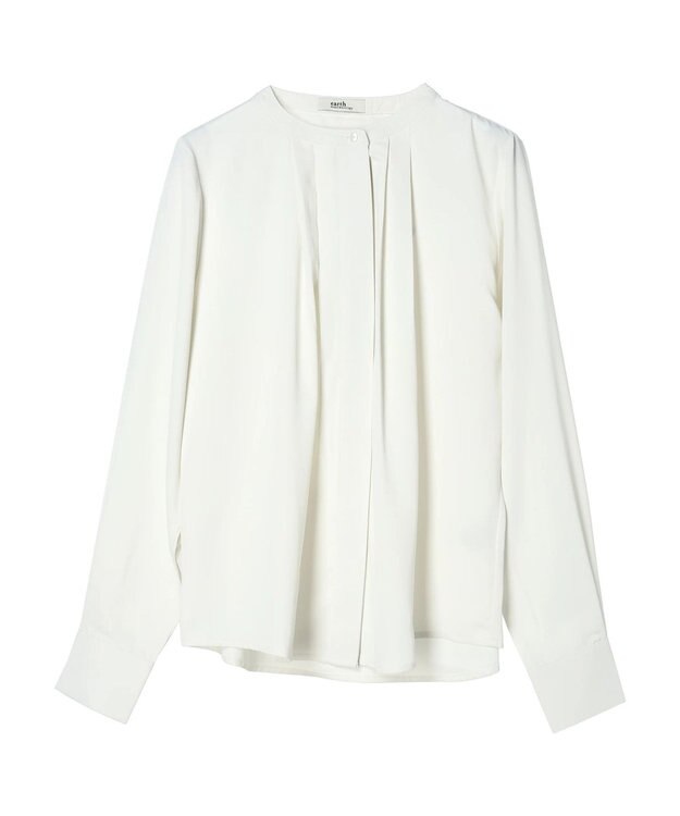 earth music&ecology ノーカラーフロントタックブラウス Off White