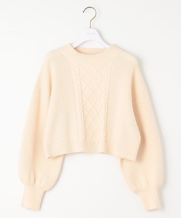 ANY SIS S 【2SET】クロップドニットセット ワンピース ブラック×アイボリー