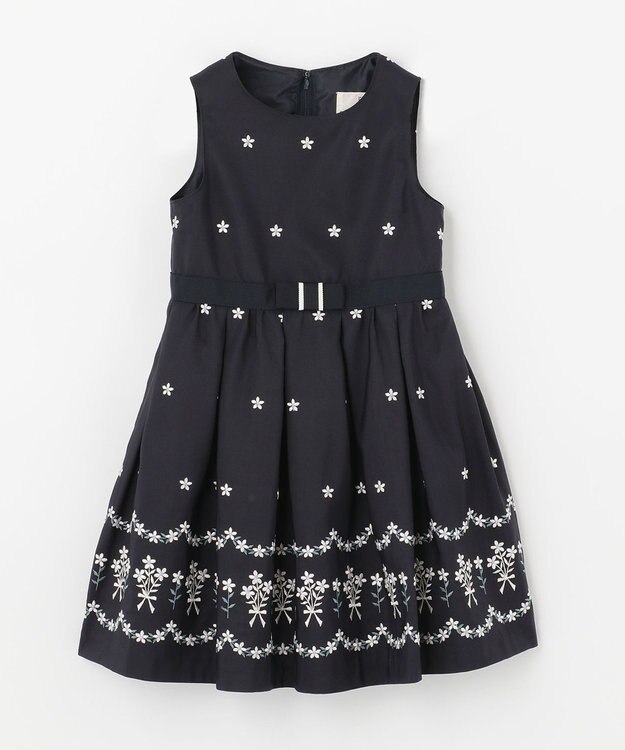 組曲 KIDS 【110-140cm】グログランアーチフラワー刺繍 ワンピース ネイビー系7